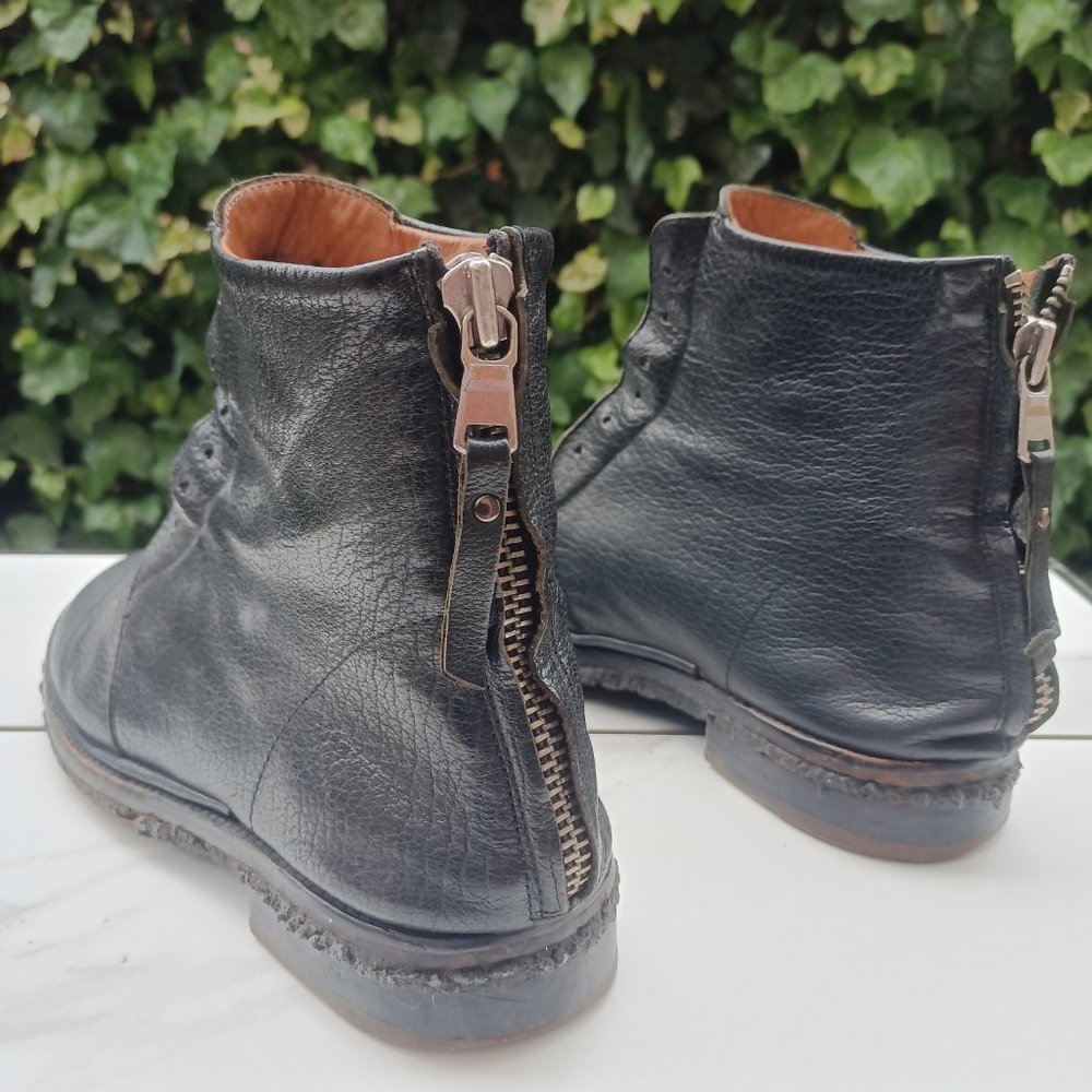 Elia Maurizi Leather Ankle Boots Back Zip Natural Rubber Mid-Sole Size 10.5 M - Picture 5 of 12